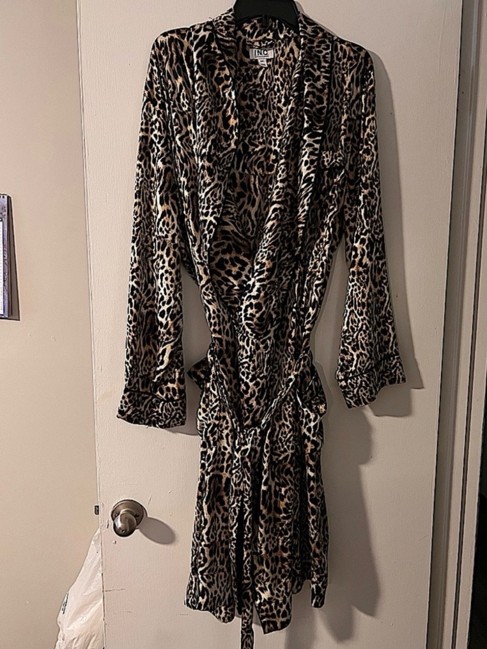 INC International Concepts Leopard Print Wrap Dress - Brown Black